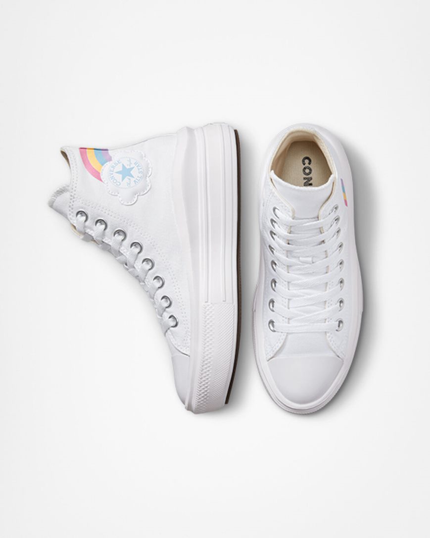 Topanky Na Platforme Converse Chuck Taylor All Star Move Rainbow Cloud Vysoke Dievcenske Biele Modre Ruzove | SK CRLBW4